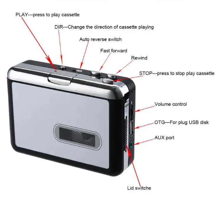 Lecteur de musique à Cassette USB convertisseur de Cassette à MP3