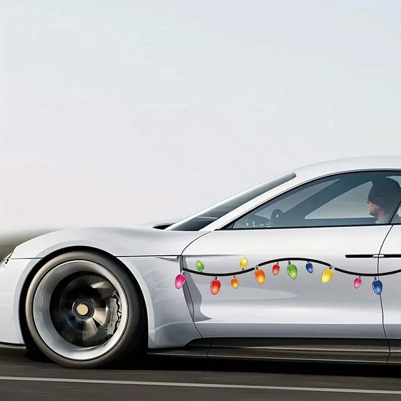 Autocollants d'ampoule de noël, autocollants de voiture ovales en PVC pour la décoration de véhicules