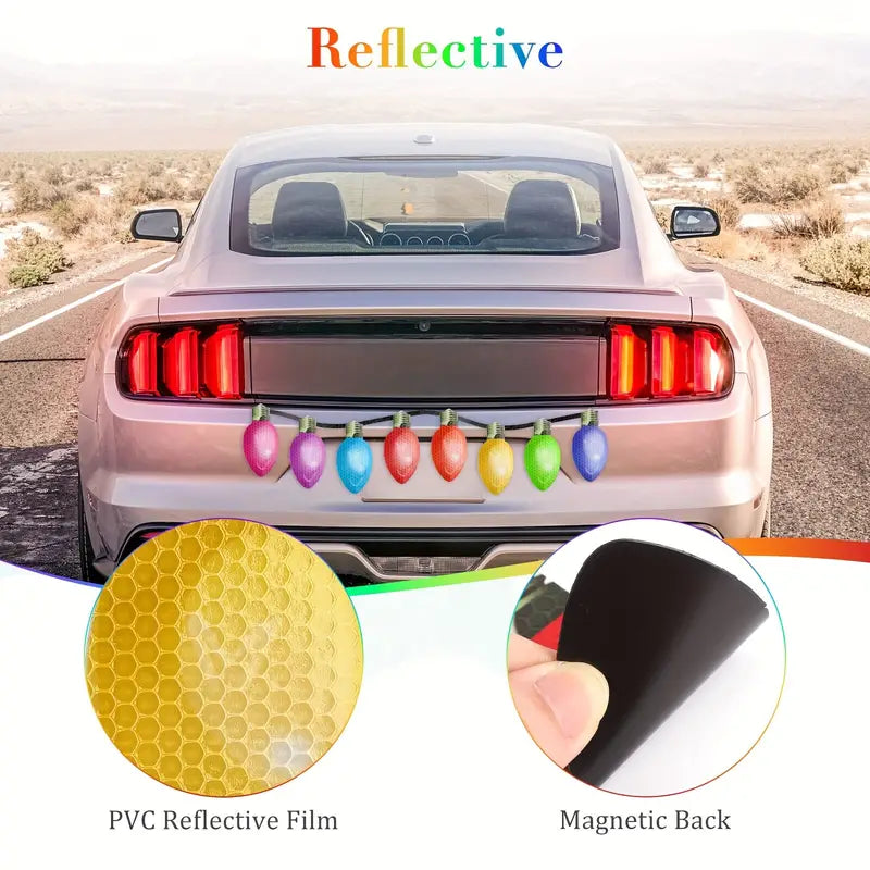 Autocollants d'ampoule de noël, autocollants de voiture ovales en PVC pour la décoration de véhicules