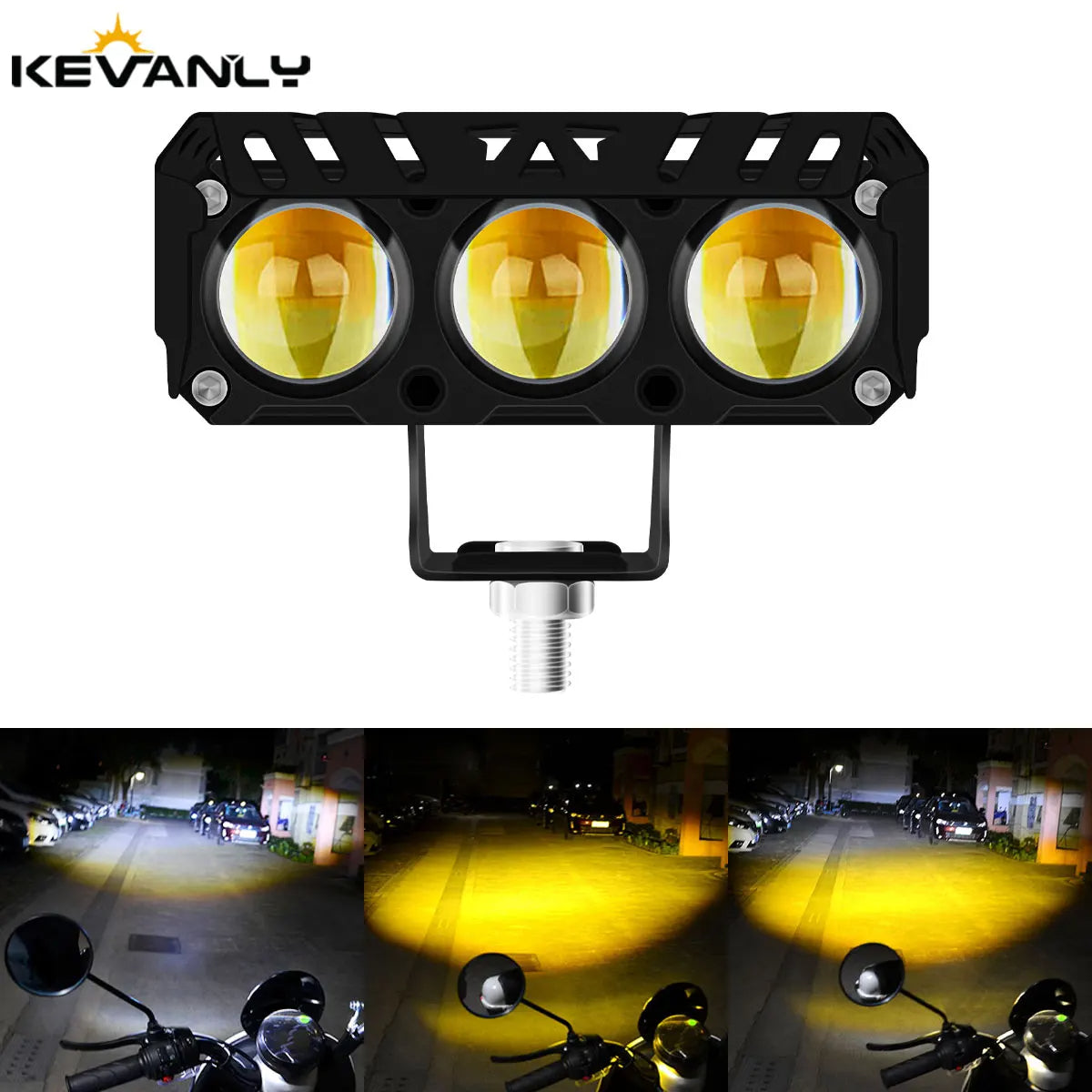 Feux antibrouillard LED bicolores blanc et jaune à trois lentilles