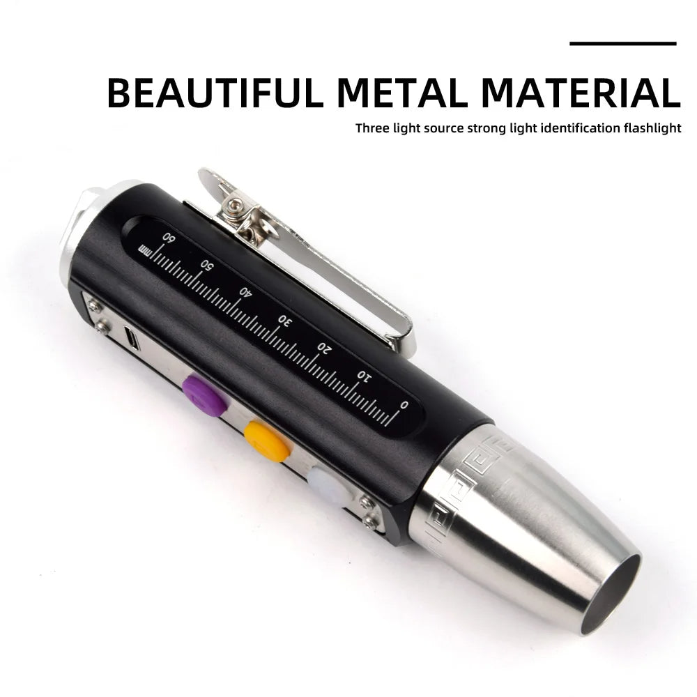 Lampe de poche UV pour bijoux en pierres précieuses, détecteur d'ambre, torche d'identification, tiges assorties