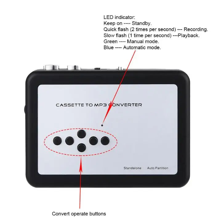 Lecteur de musique à Cassette USB convertisseur de Cassette à MP3