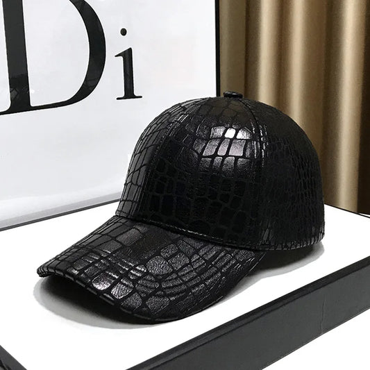🎩Casquette de Baseball en Cuir à Carreaux