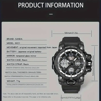 🌟 SANDA - Montre-bracelet de Sport pour Homme
