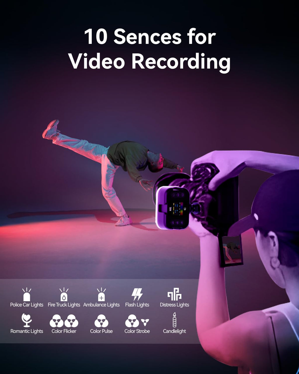 KraftGeek Lampe vidéo RVB, lampe LED