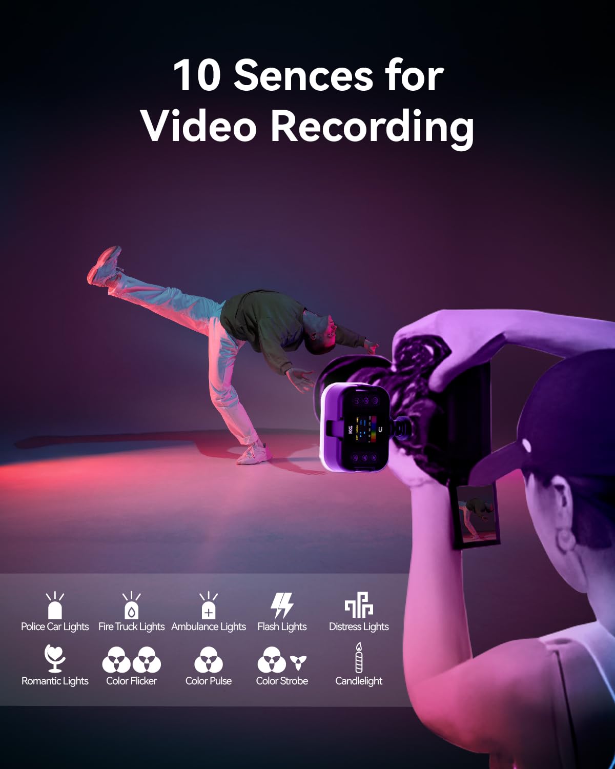 KraftGeek Lampe vidéo RVB, lampe LED