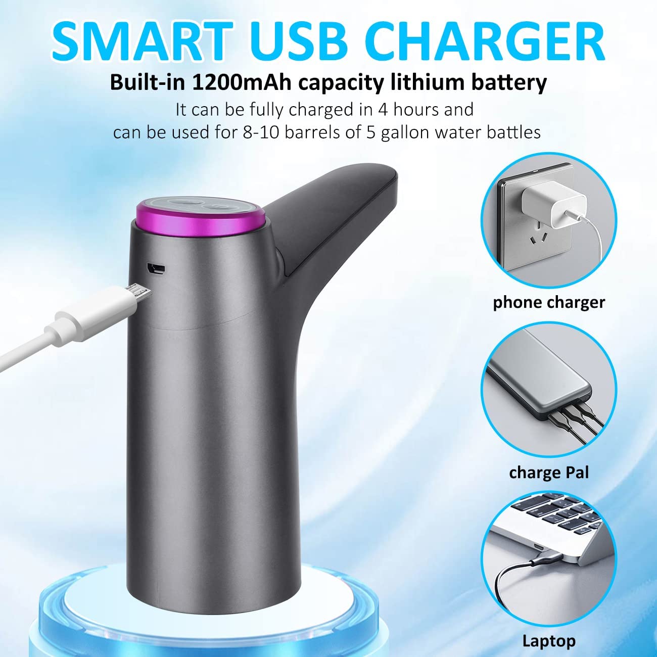 Distributeur d'eau électrique automatique, Mini USB, Pompe à bouteille, Distributeur à clics