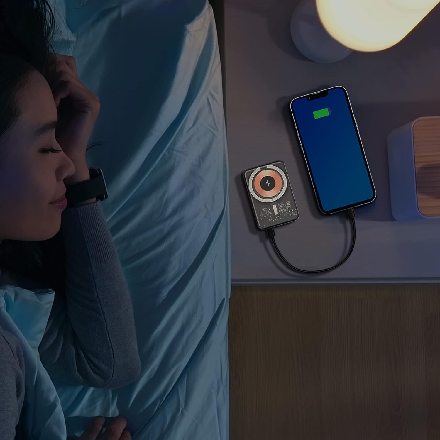 Banque D'alimentation sans Fil, Chargeur Transparent Portable Magnétique 10000 MAh