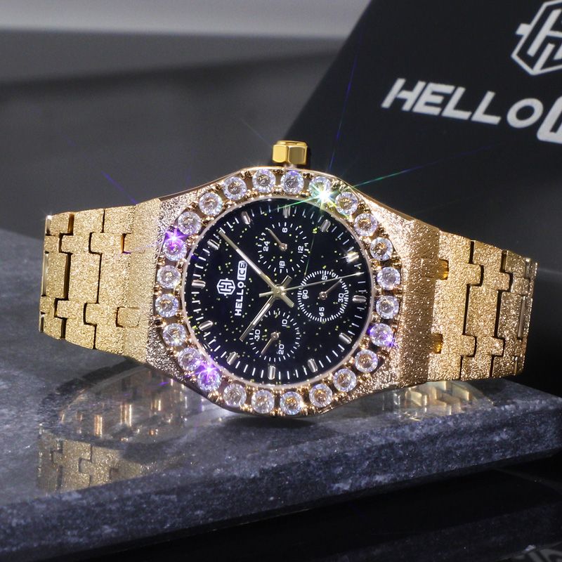 Montre Helloice Iced avec Cadran Pailleté Noir et Coupe Ronde Blanche