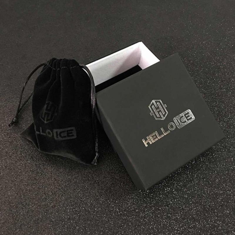 Montre Helloice Iced avec Cadran Pailleté Noir et Coupe Ronde Blanche