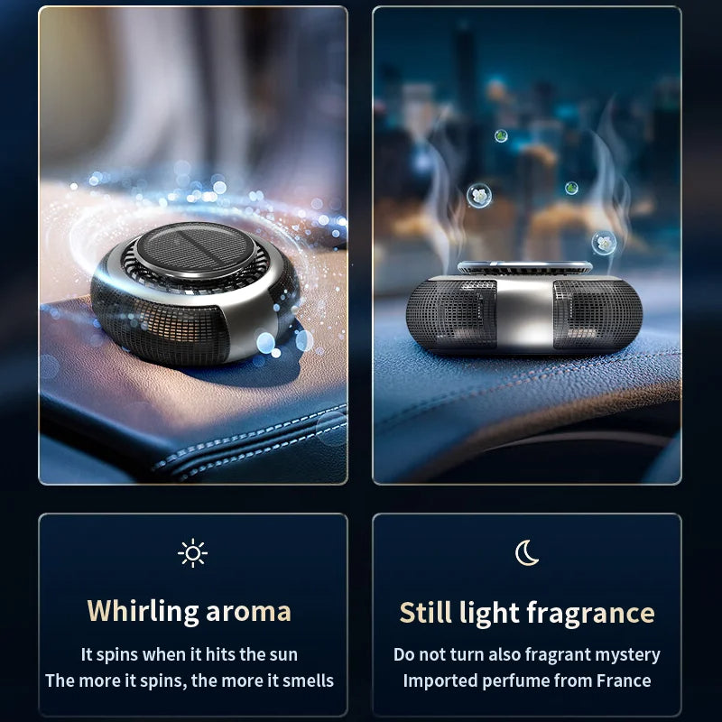 Désodorisant de voiture à huile essentielle rotative solaire 2024