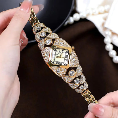 ⌚Montre à quartz rétro pour femme avec strass scintillants ⌚