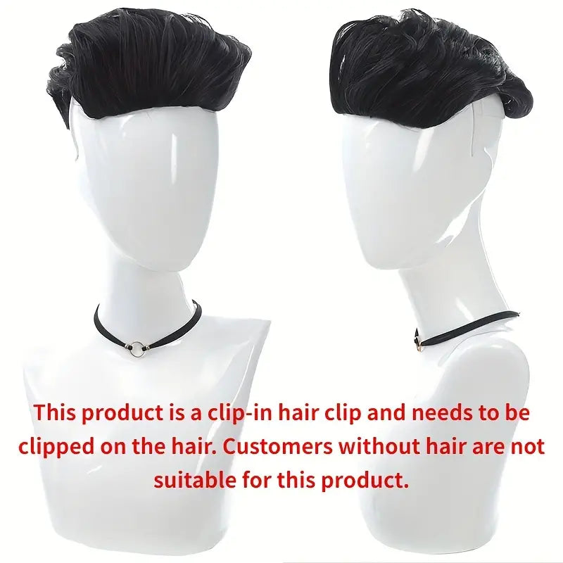 Toupee Pompadour Élargi pour Hommes - Cheveux Synthétiques, Pince Amovible