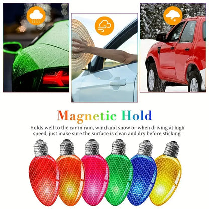 Autocollants d'ampoule de noël, autocollants de voiture ovales en PVC pour la décoration de véhicules