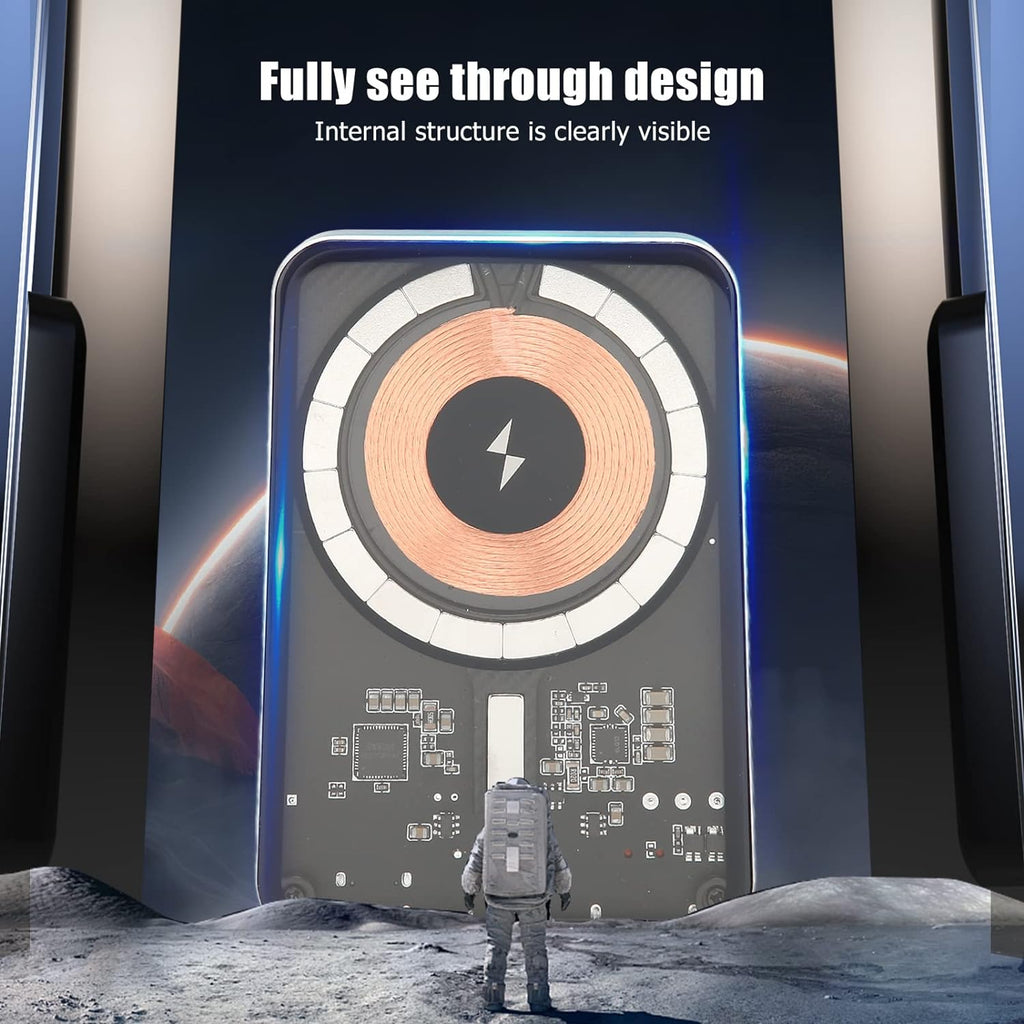 Banque D'alimentation sans Fil, Chargeur Transparent Portable Magnétique 10000 MAh