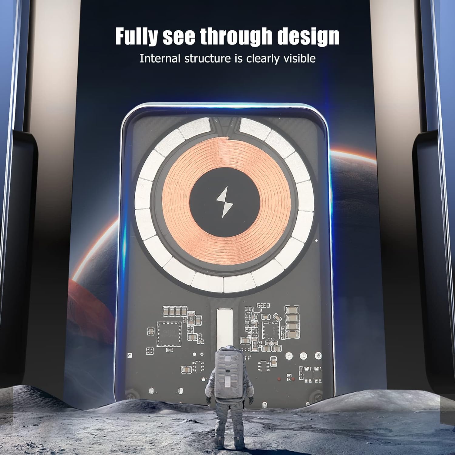 Banque D'alimentation sans Fil, Chargeur Transparent Portable Magnétique 10000 MAh