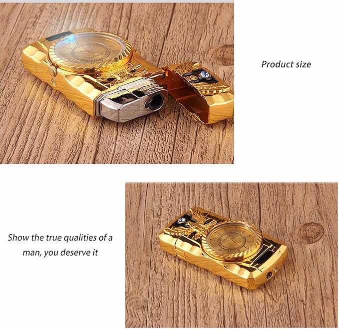 Briquet gonflable en métal avec montre à lumière colorée