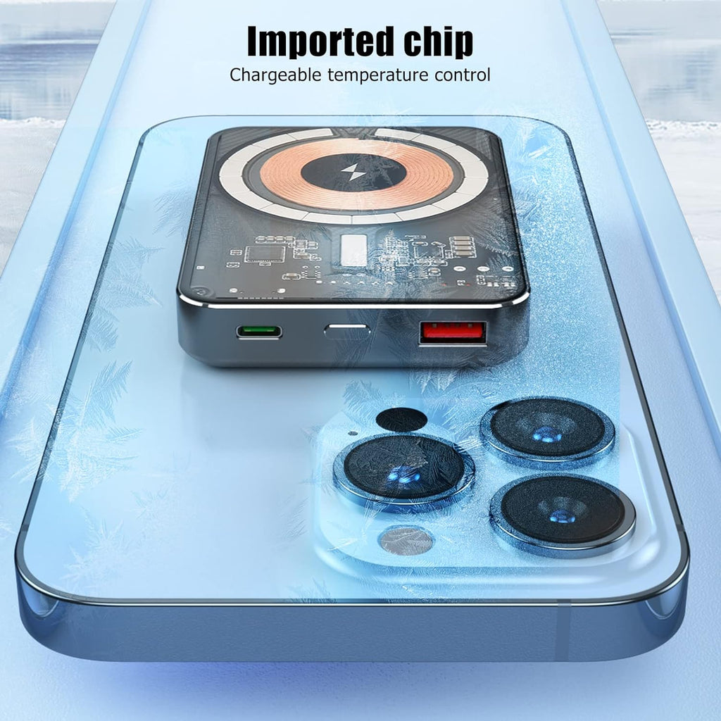 Banque D'alimentation sans Fil, Chargeur Transparent Portable Magnétique 10000 MAh
