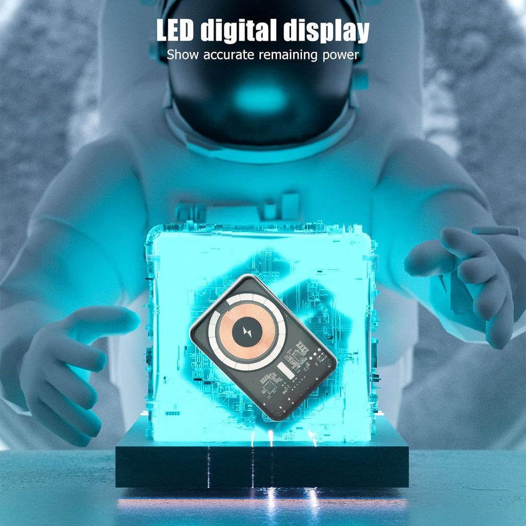 Banque D'alimentation sans Fil, Chargeur Transparent Portable Magnétique 10000 MAh