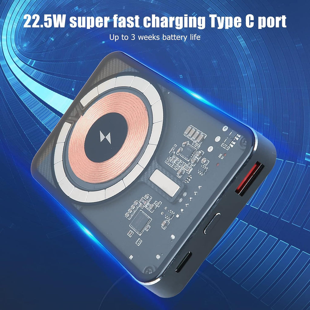 Banque D'alimentation sans Fil, Chargeur Transparent Portable Magnétique 10000 MAh