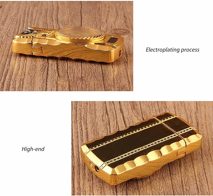 Briquet gonflable en métal avec montre à lumière colorée