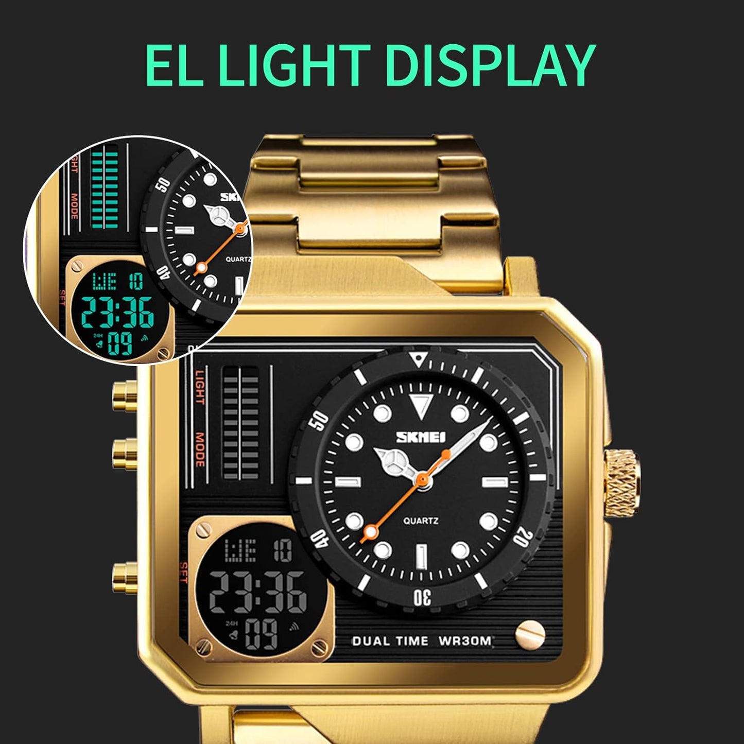 SKMEI – montre-bracelet de luxe en acier inoxydable