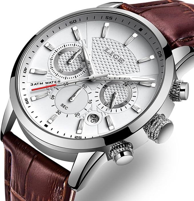 Montre chronographe à quartz en acier inoxydable LIGE