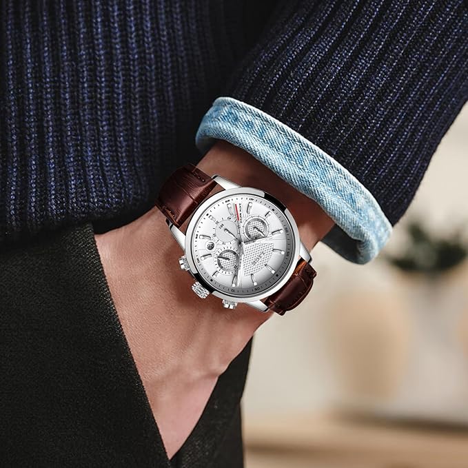 Montre chronographe à quartz en acier inoxydable LIGE