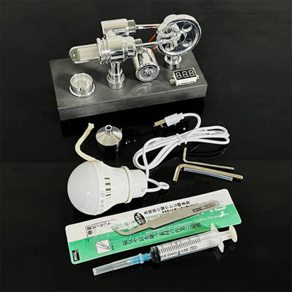⚙️Moteur Stirling Nikola avec voltmètre intégré et port USB