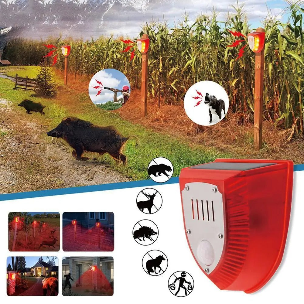 Détecteur de mouvement répulsif solaire pour animaux, lampe d'alarme extérieure