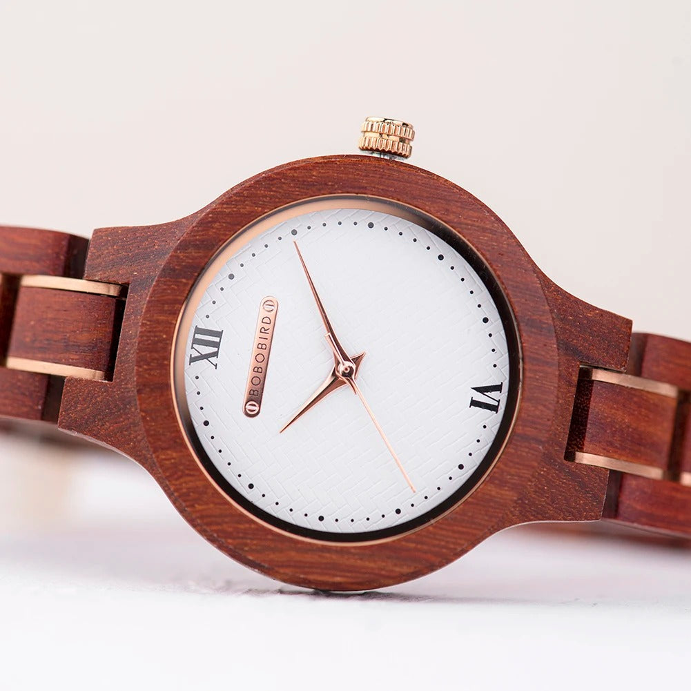 BOBO BIRD – montre-bracelet de luxe en bois de santal rouge pour femmes, mouvement à Quartz japonais, boîte cadeau