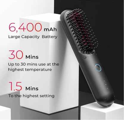 Brosse à lisser les cheveux sans fil pour femme, facile à transporter