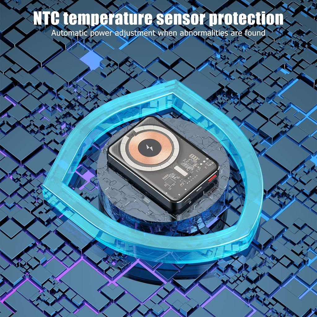 Banque D'alimentation sans Fil, Chargeur Transparent Portable Magnétique 10000 MAh