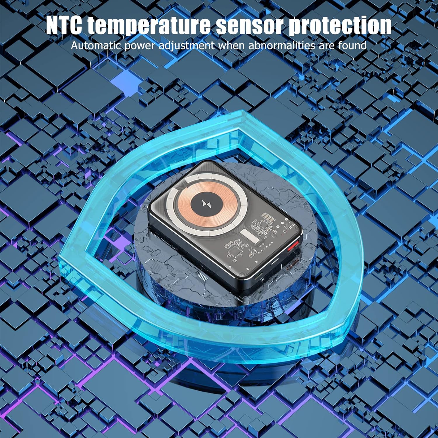 Banque D'alimentation sans Fil, Chargeur Transparent Portable Magnétique 10000 MAh