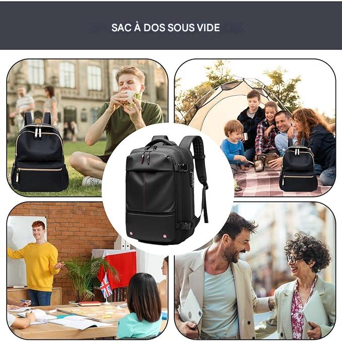 Sac à dos de voyage à compression sous vide pour homme