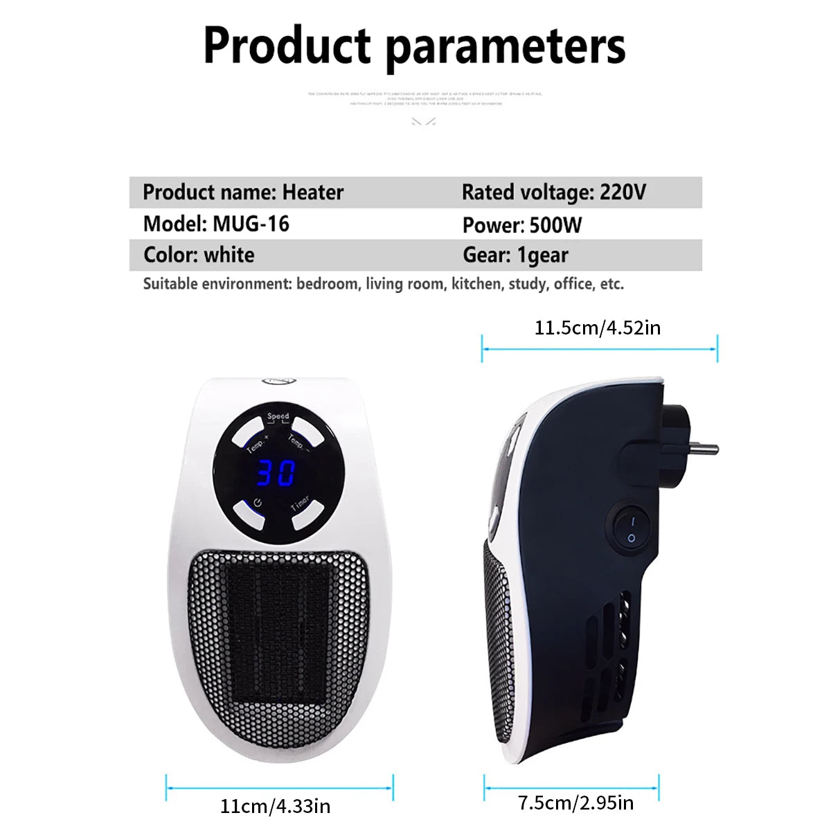 Mini radiateur électrique mural intelligent