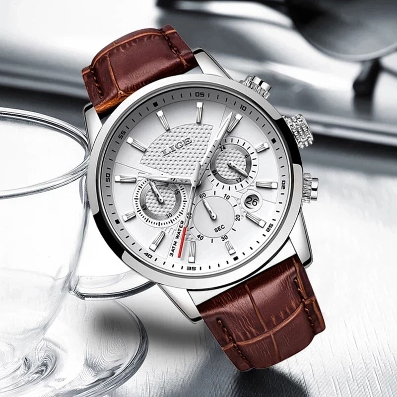 Montre Militaire de Mode LIGE 2023 pour Homme - Chronographe Quartz Sportif Étanche