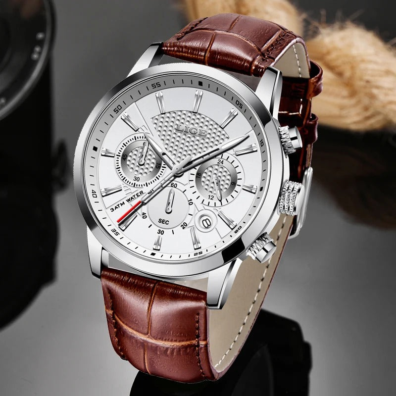 Montre Militaire de Mode LIGE 2023 pour Homme - Chronographe Quartz Sportif Étanche