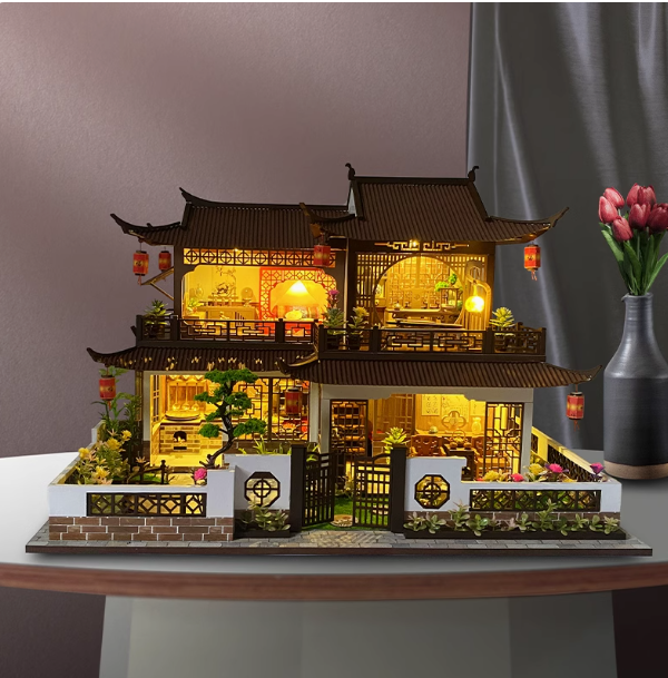 Cabane Midai faite à la main, maison en bois de style ancien, modèle de villa assemblé à la main