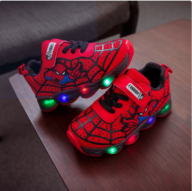 Baskets lumineuses à LED Spiderman pour enfants, garçons et filles