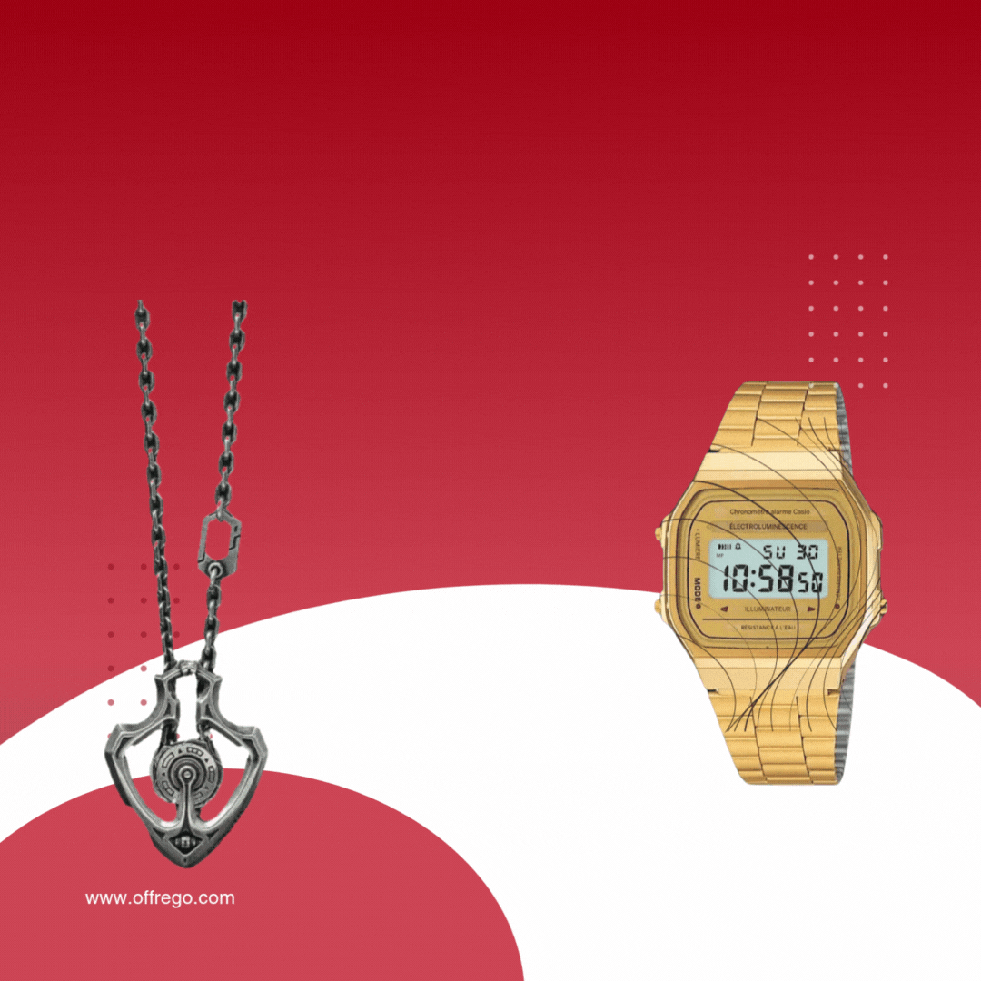 Élégance Vintage : Collier Rétro|Montre Casio Unisexe
