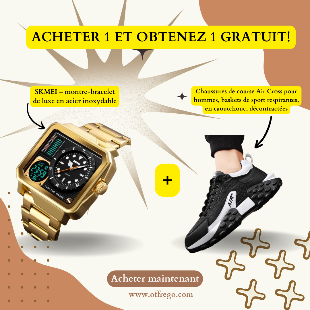 Offre Spéciale : Montre Élégante et Chaussures de Course Air Cross