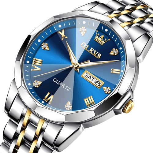 OLEVS-Montre à quartz en acier inoxydable pour homme, miroir losange