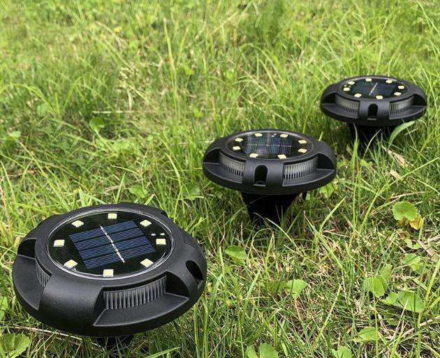 Lumière solaire 8 LED pour jardin étanche en acier inoxydable.