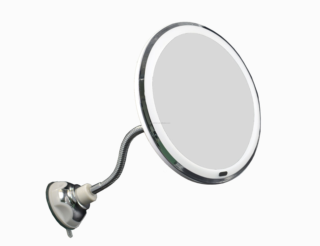 LuxeMiroir - Miroir de maquillage à col de cygne flexible, rotation 360°, avec éclairage LED
