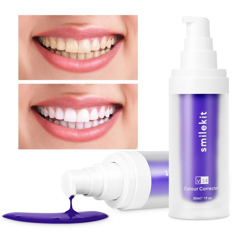 Dentifrice Violet Blanchissant et Sûr pour Dents Élimine les Taches Jaunes Fraîcheur.