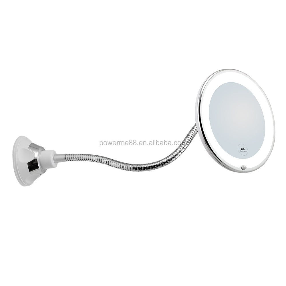 LuxeMiroir - Miroir de maquillage à col de cygne flexible, rotation 360°, avec éclairage LED
