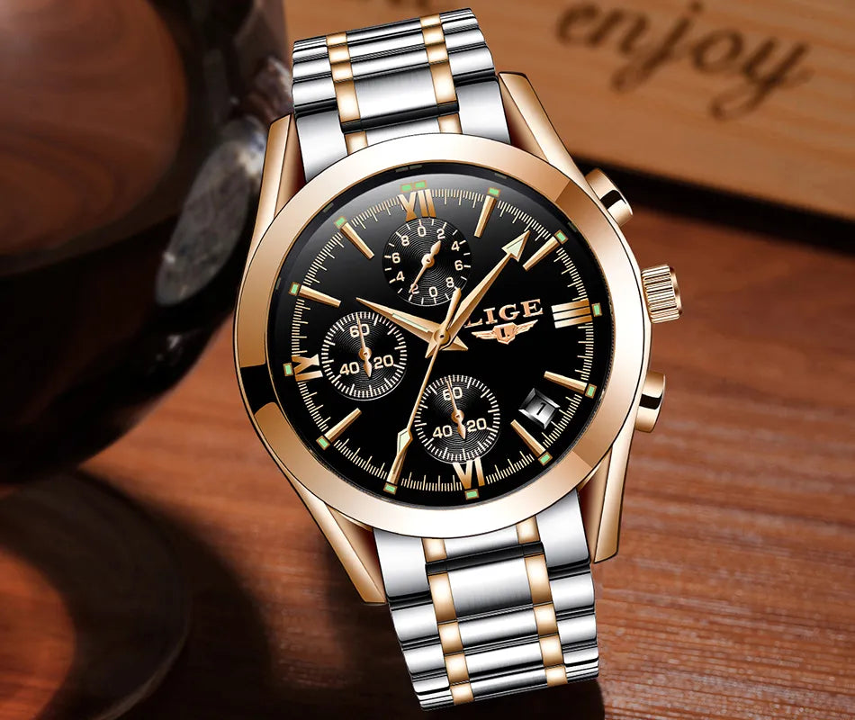 LIGE – montre à Quartz pour homme, marque de luxe