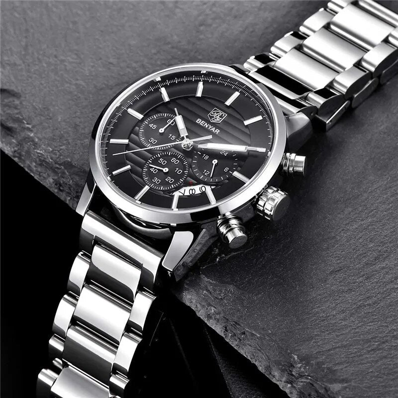 Montre Chronographe de Luxe en Cuir