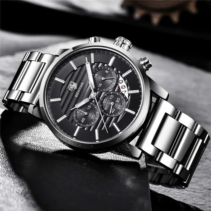 Montre Chronographe de Luxe en Cuir